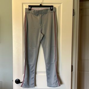 Rawlings Youth Semi-relaxed baseball pant (Grey w/red piping)
